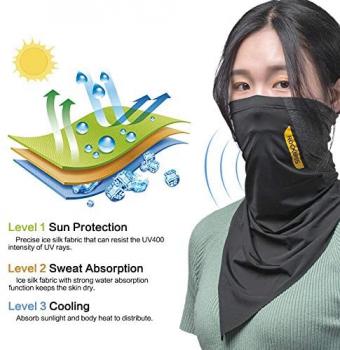 Preview: SJJ-001B ROCKBROS Halstuch Funktionstücher Radfahren Sommer Balaclavas UV-Schutz Atmungsaktiv Elastisch Dreieckschal Unisex Schwarz Grau